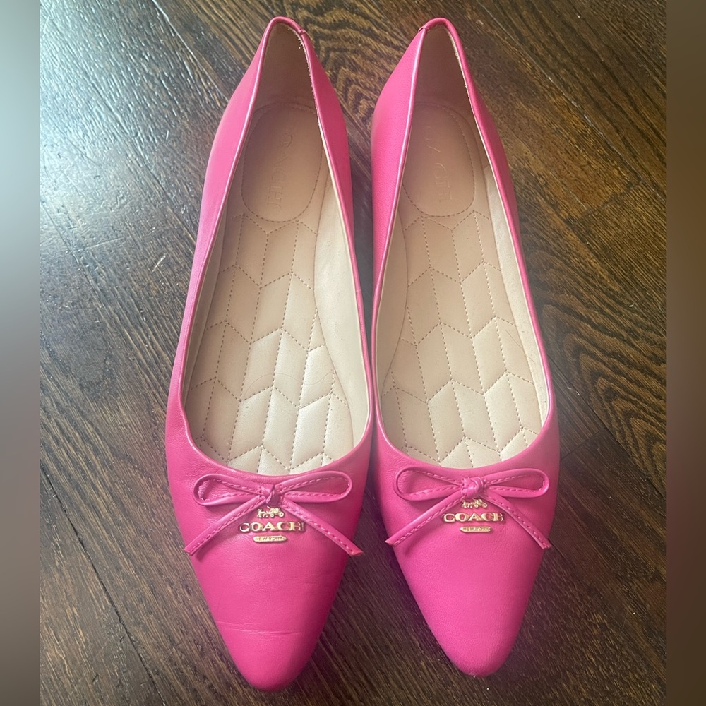 Pink Coach pointed flats, size 9!